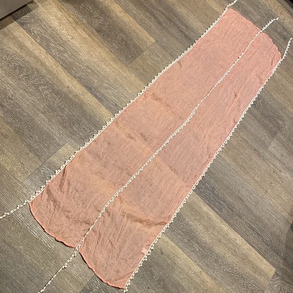 A Bundle of Two Bohemian Boho Vibe Double-Layer Knit Scarves in Blush and Peach - Picture 14 of 14